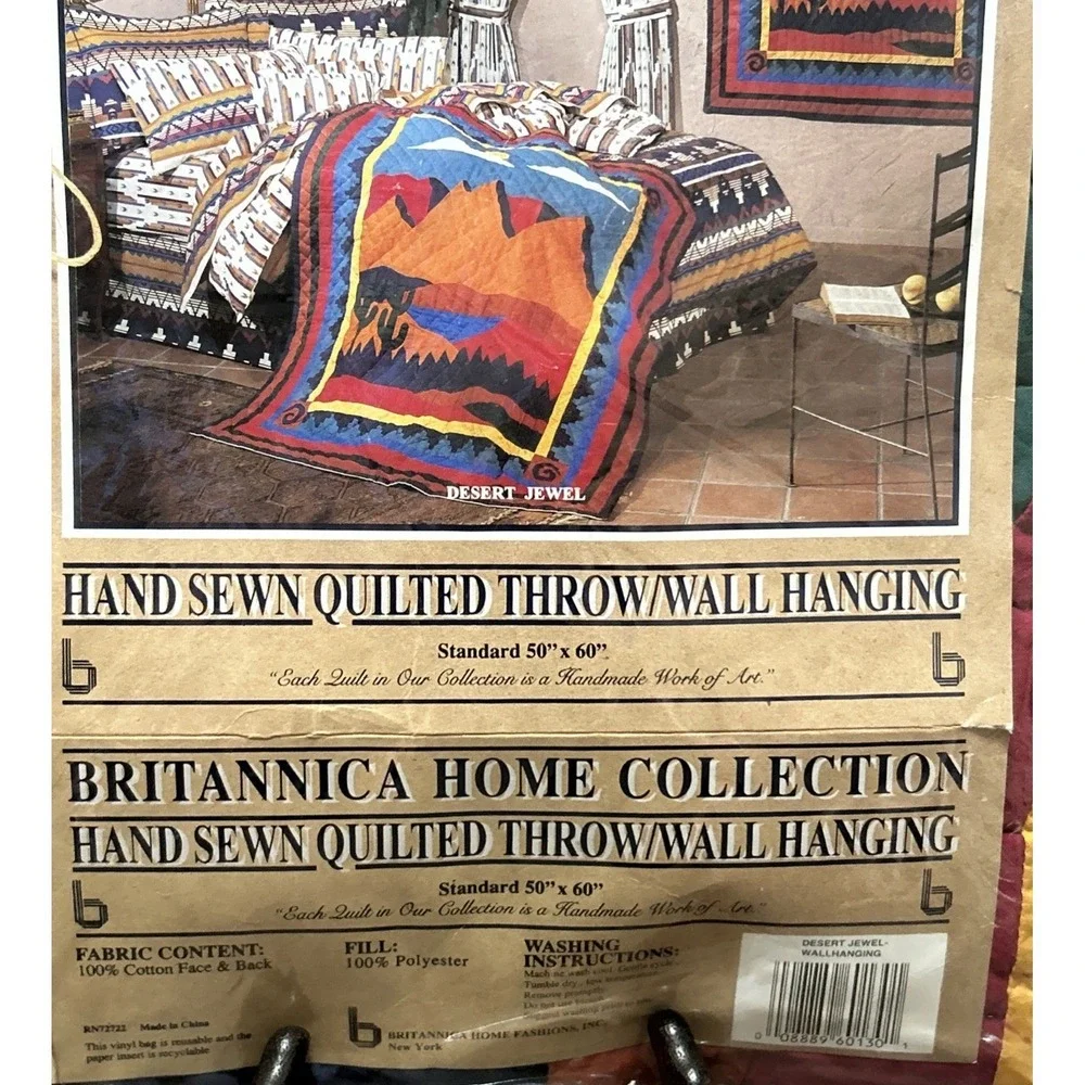 Britannica Home Collection Desert Jewel Hand Sewn Quilt Throw Wall Hanging 50x60